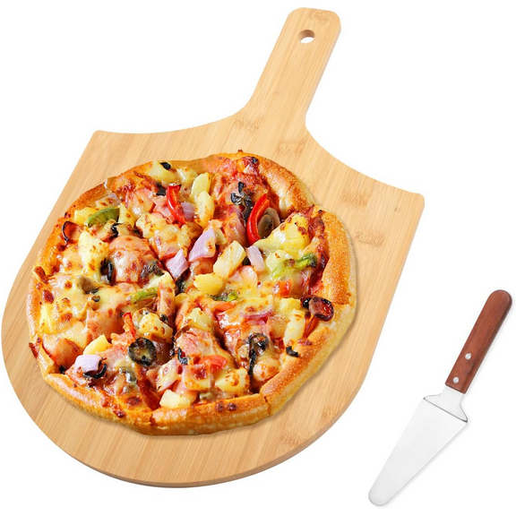Pizza Peel 12 inch, Wood Pizza Paddle Spatula with Foldable Wood Handle, Oven Accessory for Baking Homemade, Wood Cutting Board for Cheese Bread