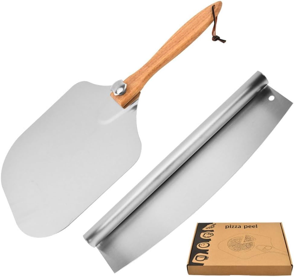 Pizza Peel Aluminum Pizza Spatula, Metal Pizza Paddle(12inx 14in) with ...