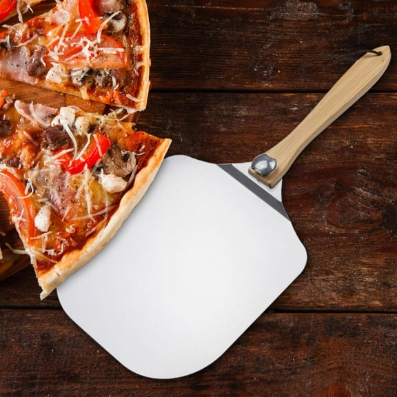 Pizza Peel Pizza Spatula, Cooking Kitchens Pizza Rocker Cutter, 12 Inch Aluminum Pizza Shovel with Folding Wooden Handle,  Multipurpose Baking Transfer Tool for Pizza, Cakes, Gift-Ready
