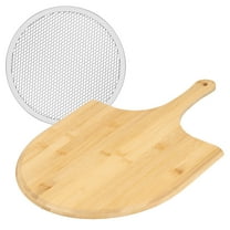 Pizza Peel and Screen Set Bamboo Pizza Paddle with Handle Lightweight Pizza Board Smooth Pizza Spatula Paddle Multipurpose Pizza Cutting Board for Transferring and Serving