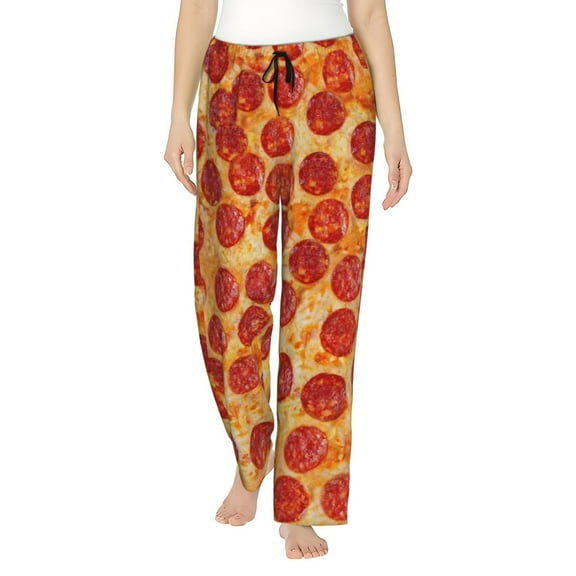 Pizza Pepperoni Food Delicious Women'S Comfy Pajama Pants With Pockets,Soft Stretch Drawstring Lounge Pants, Soft Casual Wide Leg Pjs Sleep Bottoms Large