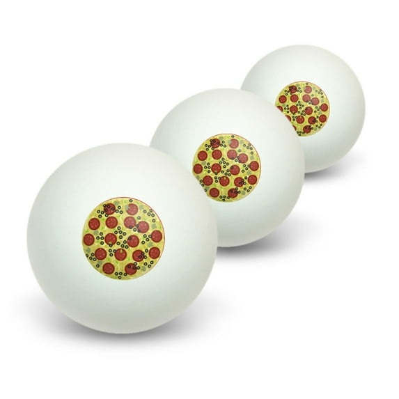 Pizza Pepperoni Olives Mushrooms Novelty Table Tennis Ping Pong Ball 3 Pack