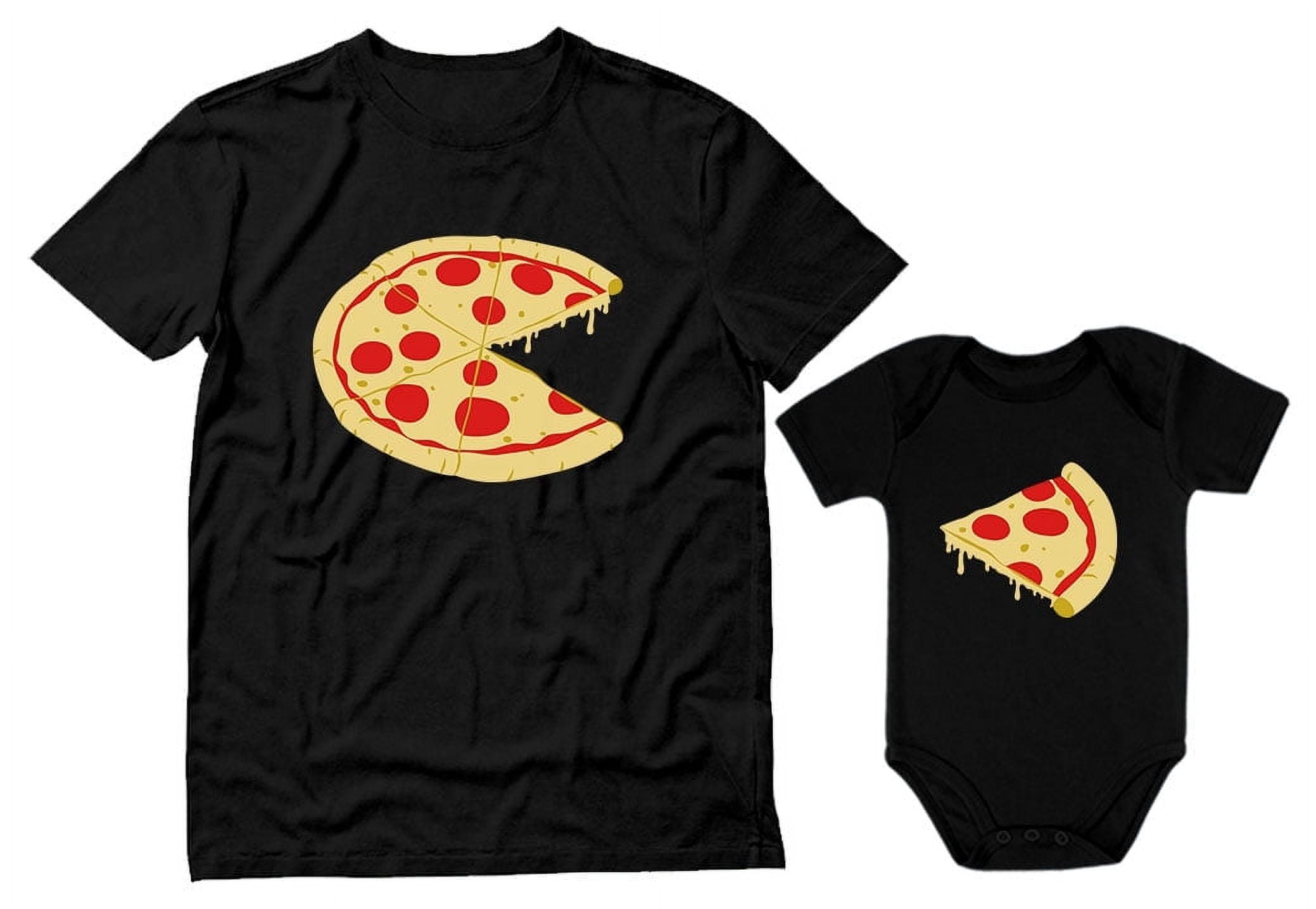 Pizza Pie & Slice Dad & Baby Set Baby Bodysuit & Men's T-Shirt Shower Gift Dad Black XX-Large / Baby Black 6M (3-6M)
