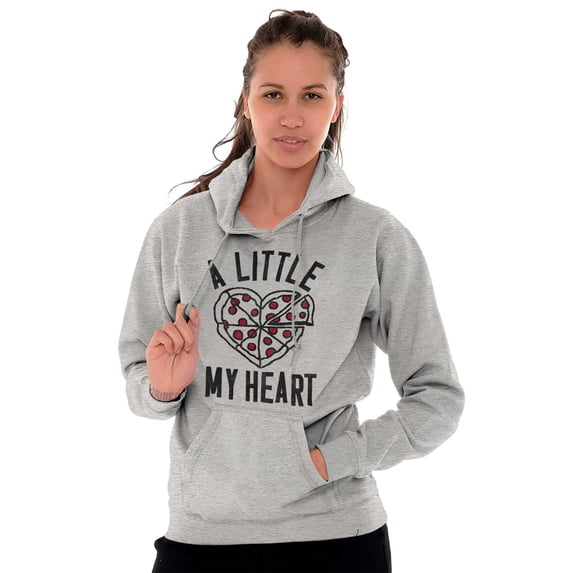 Pizza Piece Of Heart Valentines Day Women Plus Size Graphic Pullover Hoodie Brisco Brands 4X