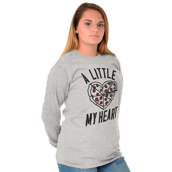 Pizza Piece Of Heart Valentines Day Women Plus Size Long Sleeve Graphic Tee Brisco Brands 3X
