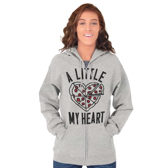 Pizza Piece Of Heart Valentines Day Zip Hoodie Sweatshirt Women Brisco Brands S