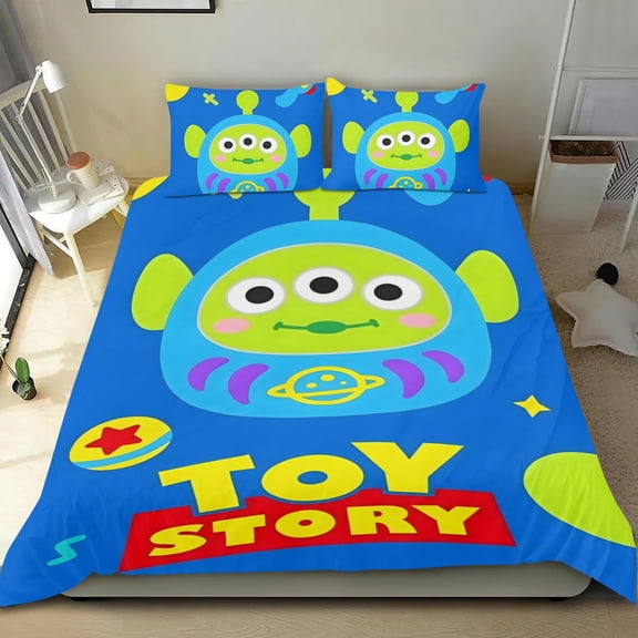 Pizza PlanetAliens Themed Bed Sheet Set Three Piece Set 53x79 Inches Comfortable And Skin Friendly Unique Design Creating A Star Studded Night