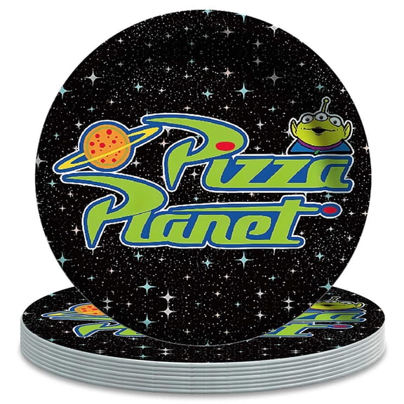 Pizza Planet Aliens Themed Birthday Disposable Tableware - 7 Inch Paper Plates Party Supply Decorations