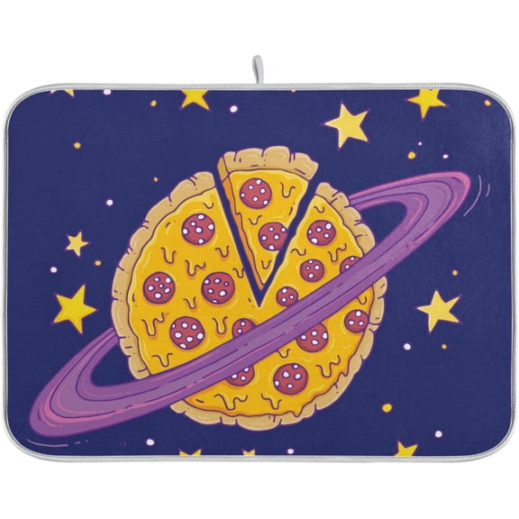 Pizza Planet Galactic Orbit Dish Drying Mat for Kitchen Counter Absorbent Reversible Mats Kitchen Accessories-16x18in