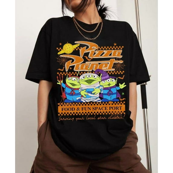Pizza Planet Halloween Shirt Toy Story Alien Disney Tee Mickey’s Not So Scary Halloween Party Shirt Disneyland Halloween Family,Black Color,Size XL