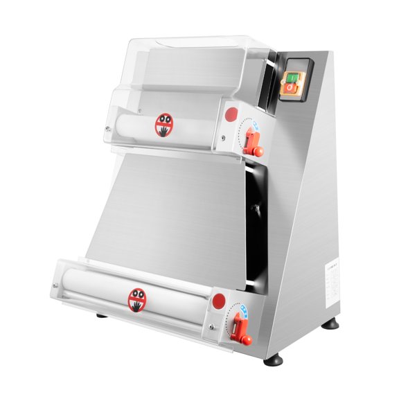 110V Semi-Automatic Dough Press & Roller Machine, Stainless Steel Commercial Pizza Dough Sheeter