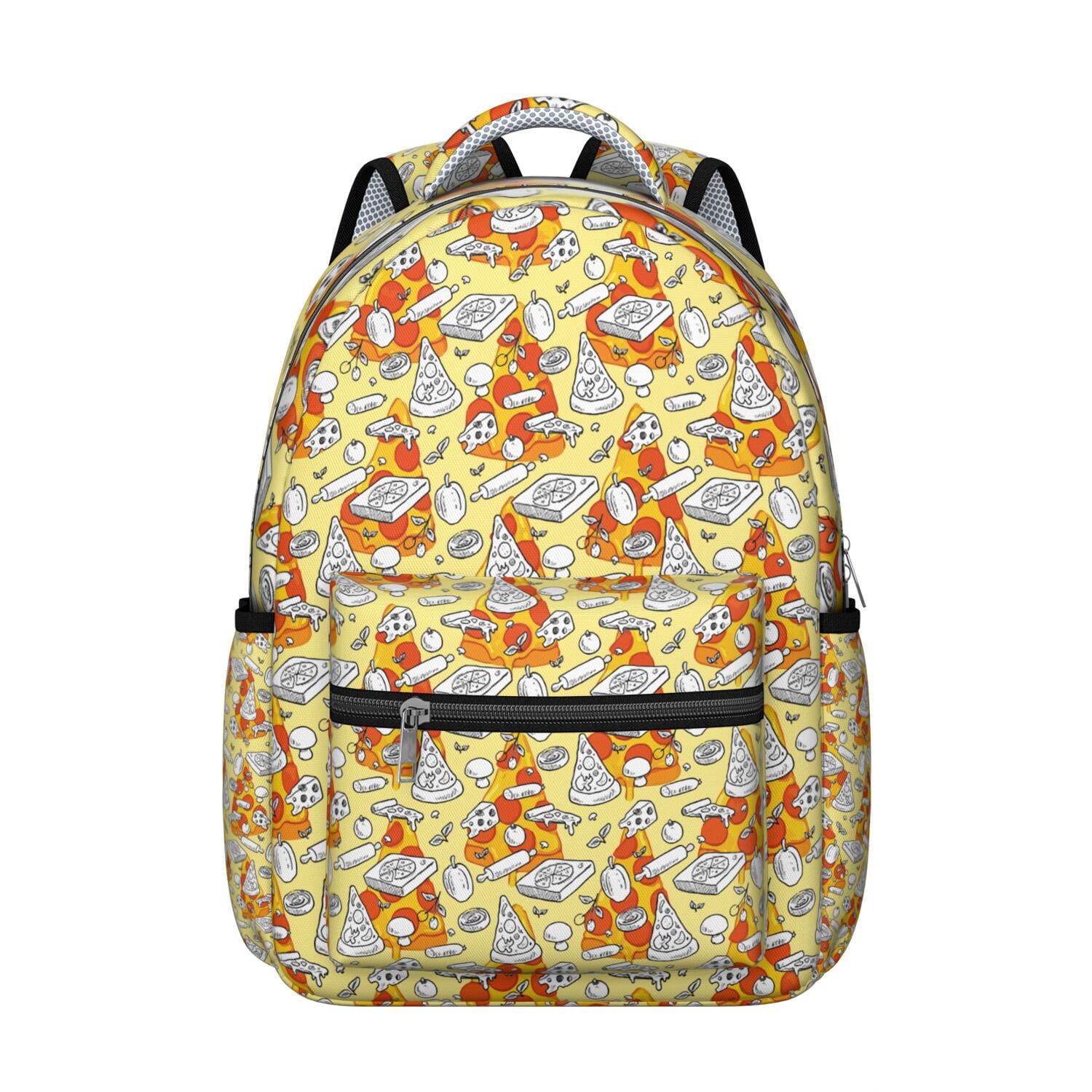 Pizza Print Waterproof Backpack - Stylish & Lightweight Daypack with Spinal Support, Multiple Pockets - Must-Have for Pizza Party Fans & College Students