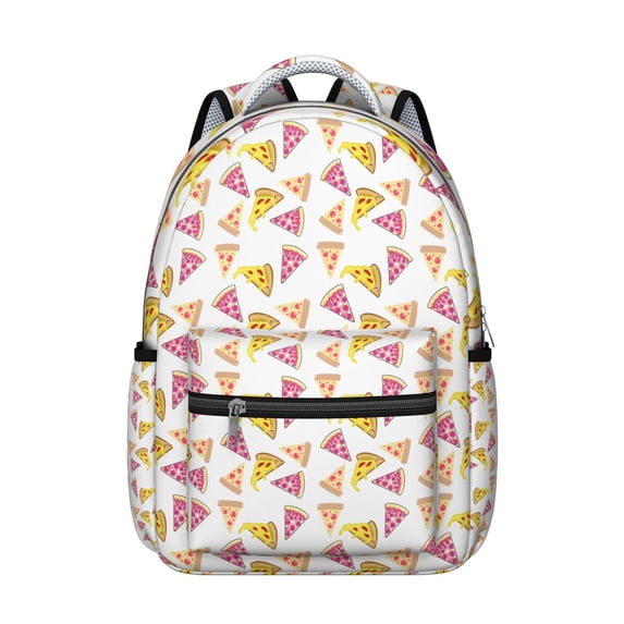 Pizza Printed Student Bag - Spacious & Trendy Backpack for High School & Office, Cute Pizza Theme, Ergonomic Straps, Perfect Pizza Lover Gift