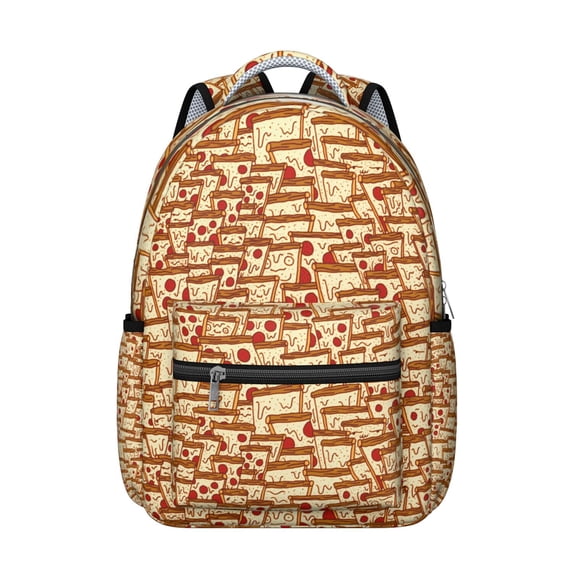 Pizza Printed Work Backpack - Comfortable & Roomy for Students & Professionals, Fun Pizza Theme, Padded Shoulder Support, Ideal Daily Carry