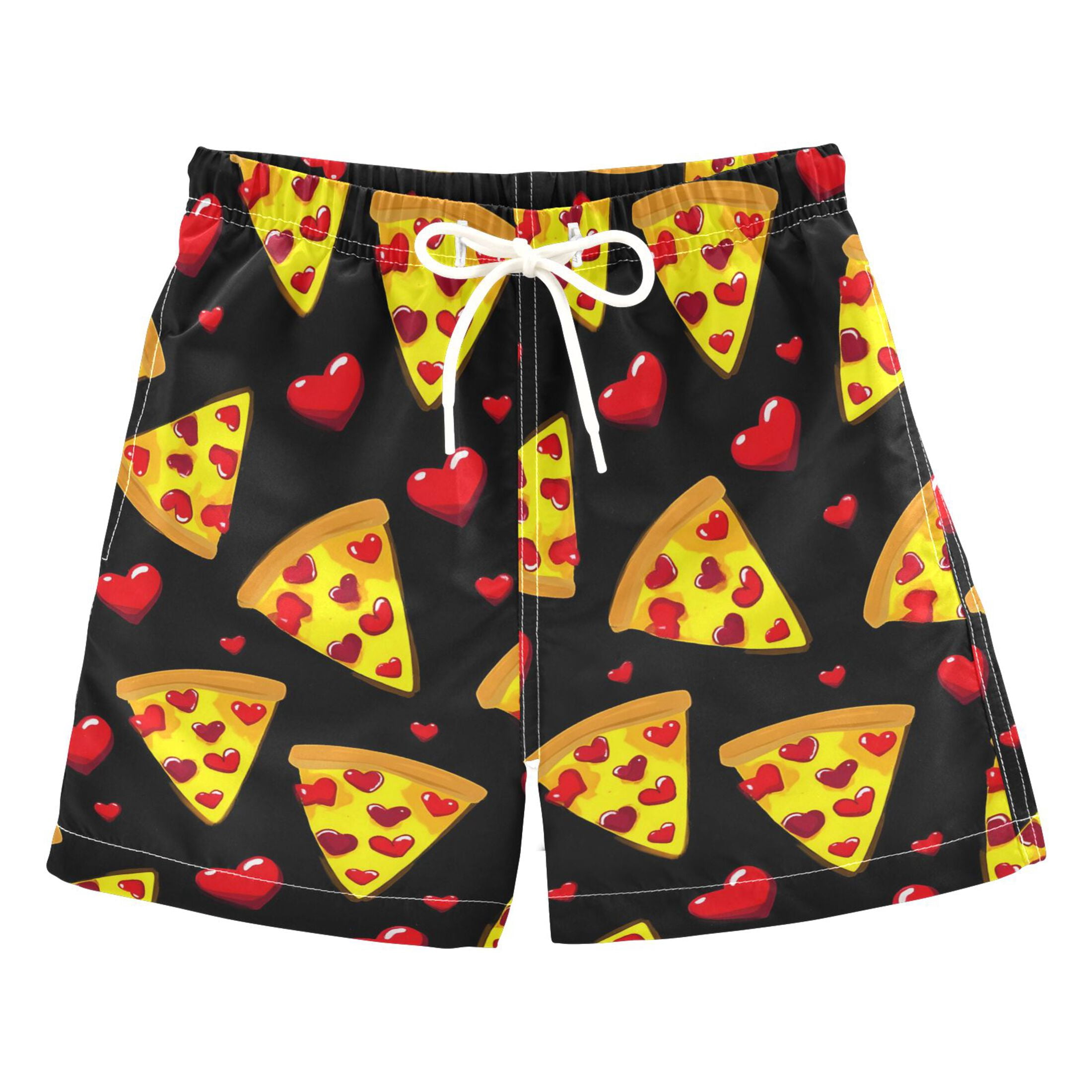 Heart Design Trunks Pizza Red Heart Pattern Swim Trunks Quick Dry Beach Pool Board Shorts ...