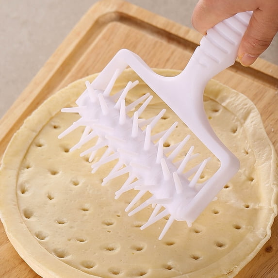 Pizza Roller Dough Tool, Multifunctional Plastic Baking Needle, Kitchen Pastry Press, Homemade Crust Perforator, Non-slip Handle, Topliu