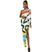 Pizza Rolls Combination Half Dleeve Split Dress elegant dresses plus sizes clothing women summer
