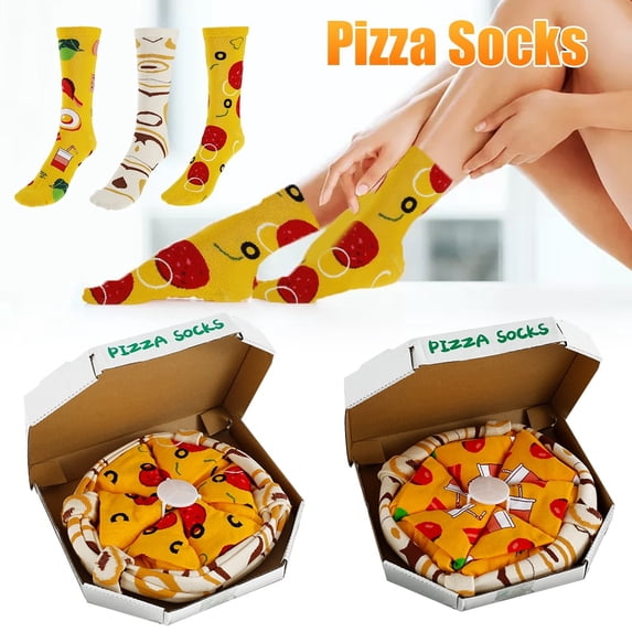 Pizza Sandwich Box Funny Socks for Men Women Teens - Fun Novelty Crazy Funky Food Cotton Socks Birthday Christmas Gifts