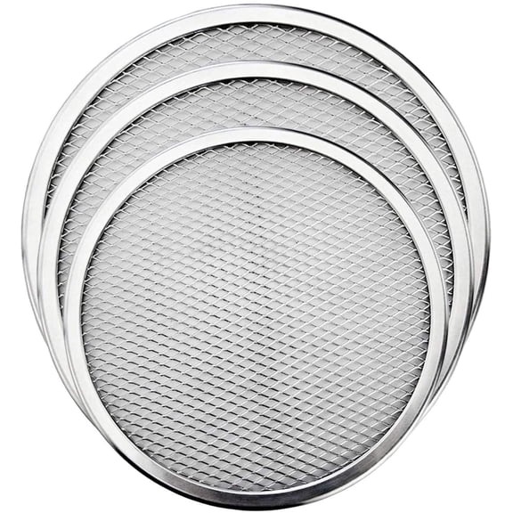 Pizza Screen, 3PCS Aluminum Alloy Seamless Pizza Screen Non Stick Mesh Net Baking Tray Cookware Kitchen Tool For Oven, BBQ 10 inch and 12 inch,14 inch