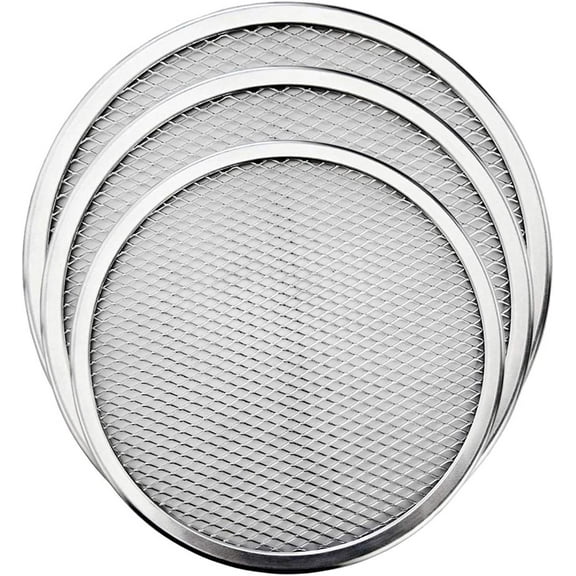 Pizza Screen, 3PCS silver Aluminum Alloy Seamless Pizza Screen Non Stick Mesh Net Baking Tray Cookware Kitchen Tool For Oven, BBQ 10 inch and 12 inch,14 inch,Perfect for Christmas, Halloween
