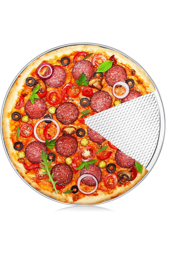 Pizza Screen, Aluminum Alloy Pizza Screen Restaurant-Grade Baking Screen for Oven, Round Pizza Crisper Tray Pizza Baking Tray for Home Kitchen BBQ Baking, Seamless