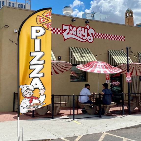 Pizza Sign Feather Flag,8ft  Pizza outdoor advertising flag, Pizza Business Sign,Pizza Swooper FlagFLAG ONLY