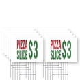 thumbnail image 1 of Pizza Slice $3 Yard Sign 10 Pack of 18 Inch x 24 Inch Single Sided Weatherproof Heavy-Duty Plastic with Stake | Budget-Friendly Pricing, Fresh Ingredients, Restaurant Specials | Made in, 1 of 7