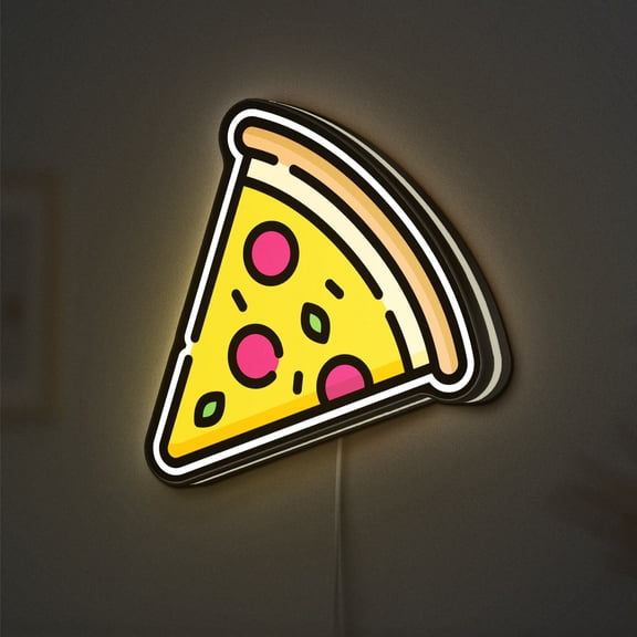 Pizza Slice 3D Novelty Light Box, Cheesy Fast Food Art for Foodies and Gamers, Light Decor for Kitchen, Restaurant (Width 8 inch, 20cm)