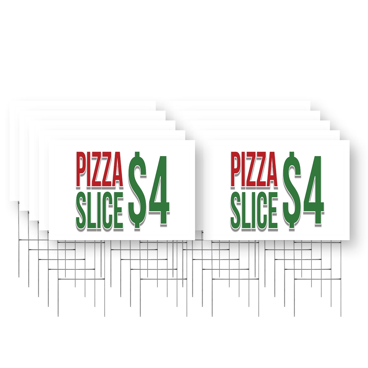 Slice Sign In Pizza Slice $4 Yard Sign 10 Pack of 24 Inch x 36 Inch Double Sided ...