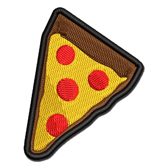 Pizza Slice Abstract Applique Multi-Color Embroidered Iron-On Patch - 2.0 Inch Mini