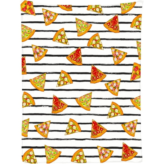 Pizza Slice Black Stripes Food Super Soft Micro Fleece Blankets Quilt Plush Lightweight Dual-Sided Decorative Couch, Sofa, Travel, Lap, Bed Throw Blanket,80"x60" for Adults