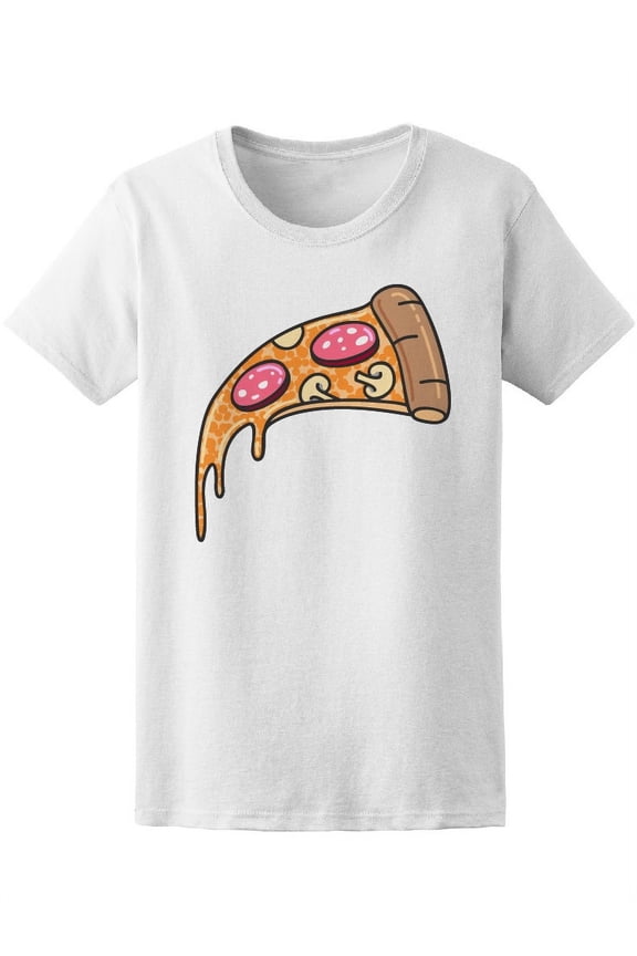 Pizza Slice Cartoon Cheese T-Shirt Women -Image by Shutterstock, Female XX-Large
