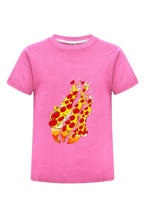 Pizza Slice Flame Pepperoni Fire Gamer T-Shirt for Kids – Colorful Fire Tee – Soft Cotton Top for Preston Fans Ages 3–14