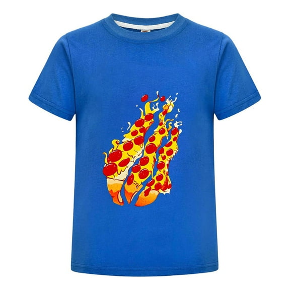 Pizza Slice Flame Pepperoni Fire Gamer T-Shirt for Kids – Colorful Fire Tee – Soft Cotton Top for Preston Fans Ages 3–14