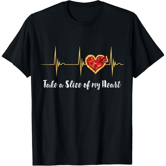 Pizza Slice Of My Heart Heartbeat EKG Pulse Pizza Lover T-Shirt