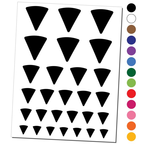 Pizza Slice Triangle Solid Water Resistant Temporary Tattoo Set Fake Body Art Collection - White