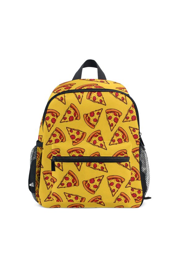 Pizza Slices with Pepperoni Pattern Mini Backpack Cute Small Backpack with Chest Strap and Whistle Ages 3-8