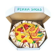 Dashing Nova Pizza Socks 4 Pairs for Men and Women, Funny Novelty Crew Socks, Cotton Blend, Multi-color