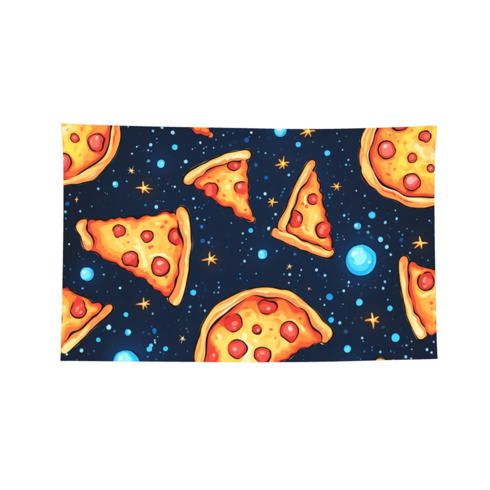 Pizza Starry Cool Four Hole Decorated Banner Flag for Garden Yard Home Decoration Indoor Outdoor 4x6 Ft