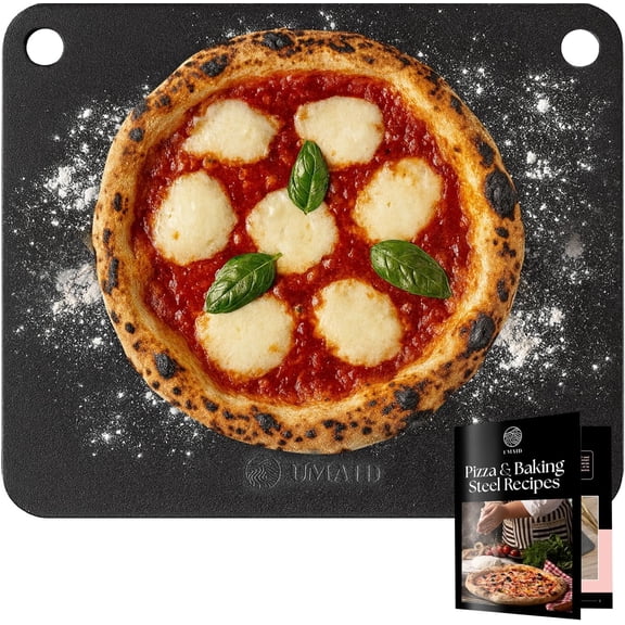 Pizza Steel for Oven & Grill, 16"x13.4", 1/4" Thick Pre-Seasoned Carbon Steel Baking Steel, Best Fit for Standard 12" Home Pizza, Achieve Restaurant-Quality Crust, Includes Recipe Booklet
