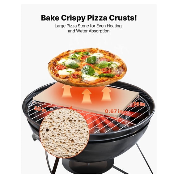 Pizza Stone, 20x14 Inch Rectangular Baking Stone - 1450F Cordierite Pizza Stone with Scraper for Oven, Grill, Bread & Pizza, Extra Large
