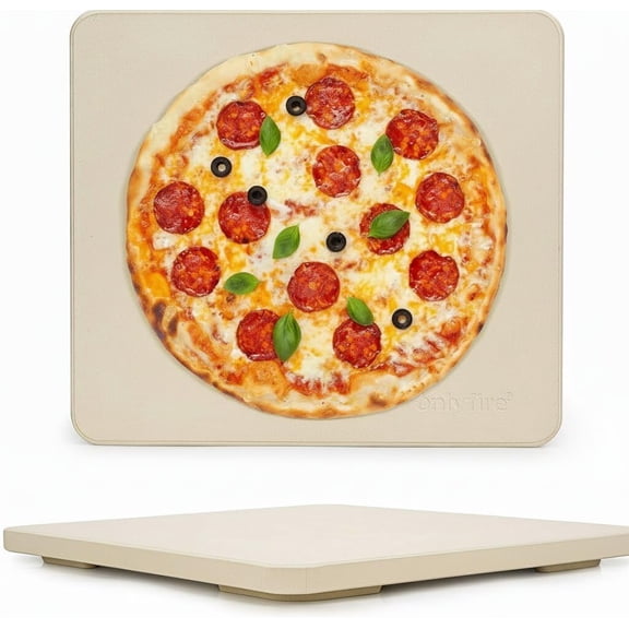 Pizza Stone for Oven BBQ and Grill, Thermal Resistant, 14" x 16" Rectangular Large Bread Baking Stone, Ceramic Baking Stone for Crispy Crust Pizza, Cookie and Cheese