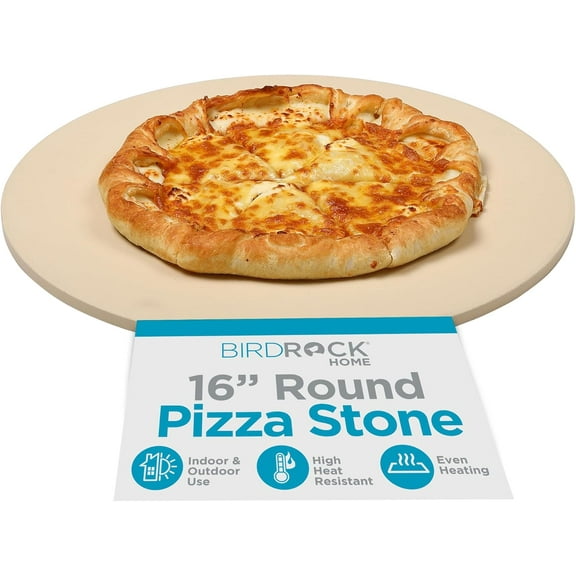 Pizza Stone for Oven and Grill | 16" Cordierite Baking Stone for Cooking, Bread, Pie, BBQ | Indoor - Outdoor | Grill, Smoker, Toaster Use | Ceramic Sheet for Crispy Crust (Round)