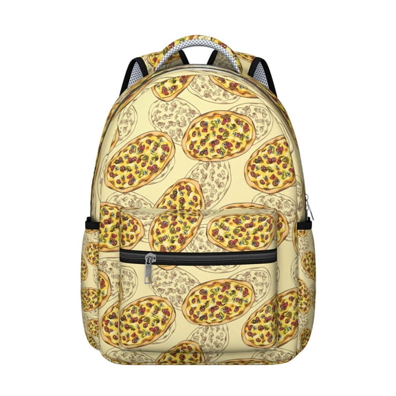 Pizza Style School Backpack - Fashionable & Functional for Teens & Adults, Large Capacity, Trendy Pizza Design, Great for College & Work Trips