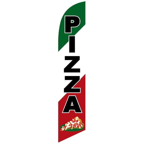 Pizza Swooper Banner Flag Replacement - Windless Feather Flag Kit - Restaurant Advertising - 12ft x 2.5ft - Grand Opening Promotion