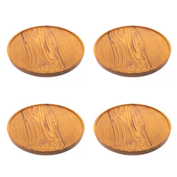 Pizza Teak Wood Tray - 9.8 Inch 4-Pack