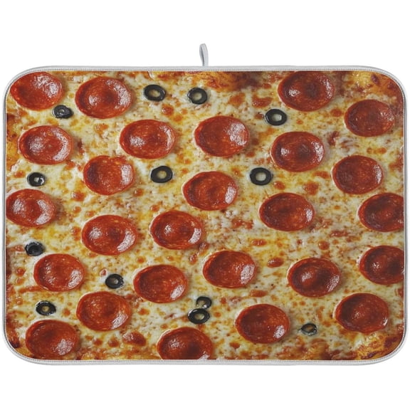 Pizza Texture Dish Drying Mat for Kitchen, 18 x 24 Inch Microfiber Absorbent Dish Drying Pad, Machine Washable Kitchen Counter Protect Mats