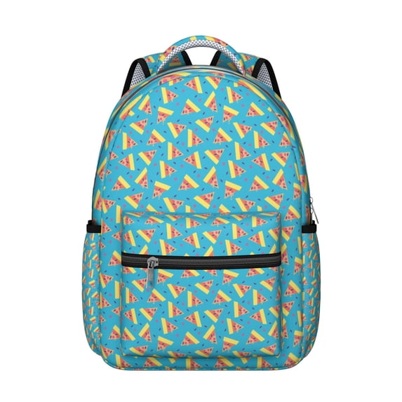 Pizza Themed School Backpack - Trendy & Practical Bag for College & Commute, Roomy Interior, Padded Shoulder Straps, Fun Design, Must-Have for Students