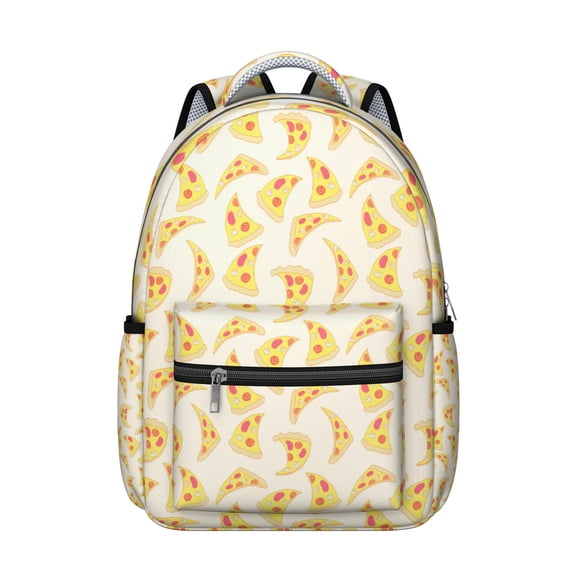 Pizza Themed Student Backpack - Trendy & Practical for Classes & Office, Roomy Interior, Unique Pizza Print, Lightweight & Sturdy, Cool Pizza Gift