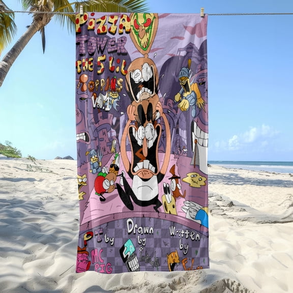 Pizza Tower Gifts Beach Towel for Women Girl Birthday Inspired Fan Bath Outdoor Music Lover